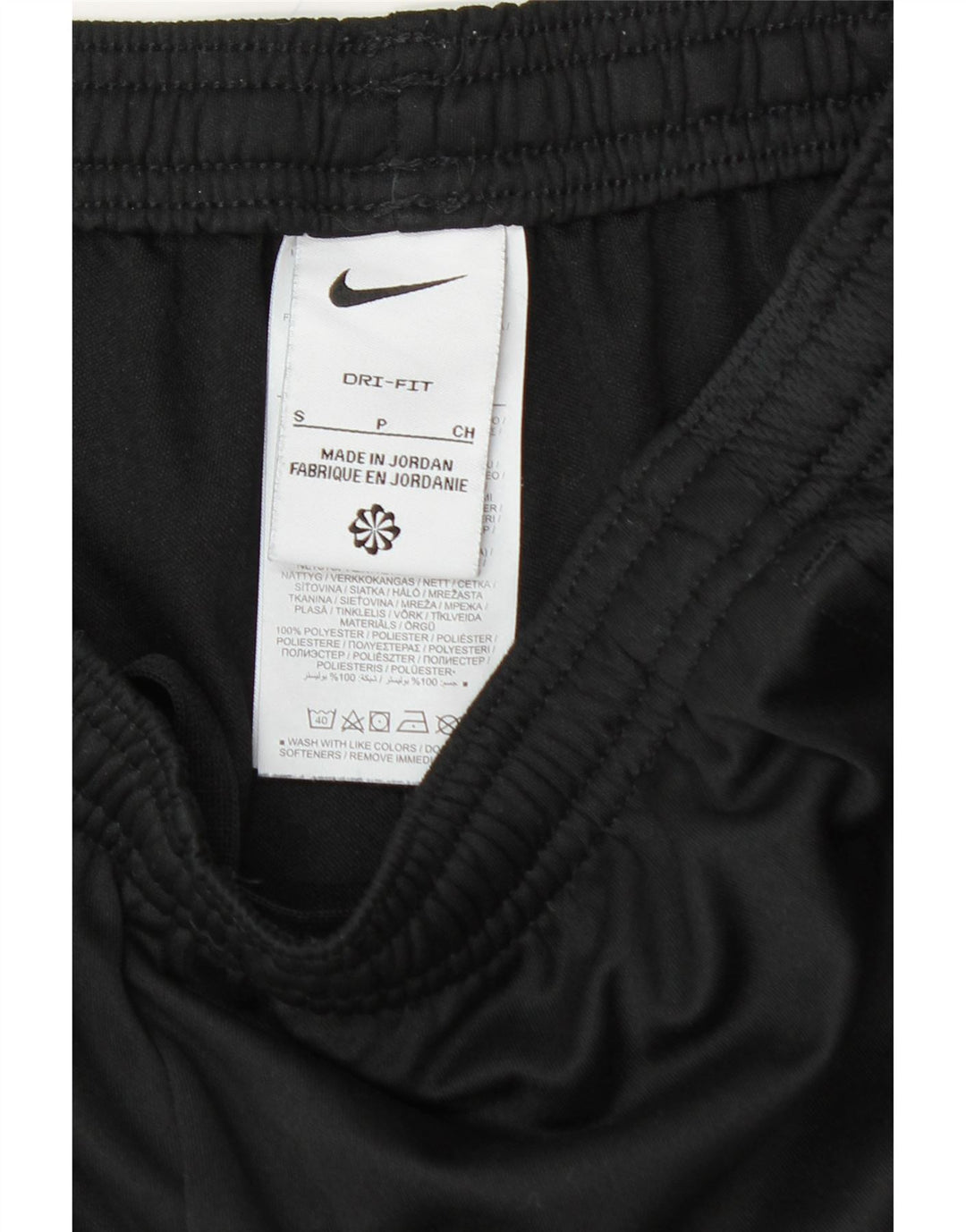 Calça de treino masculina NIKE Dri Fit pequena preta de poliéster