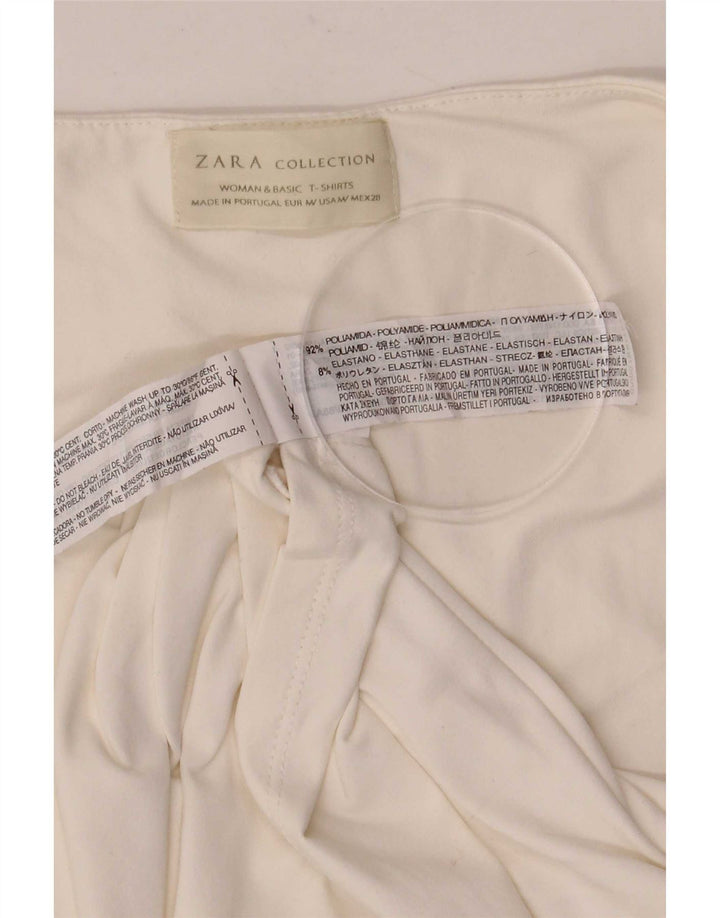 Zara Womens Vest Top UK 12 Médio Branco Poliamida