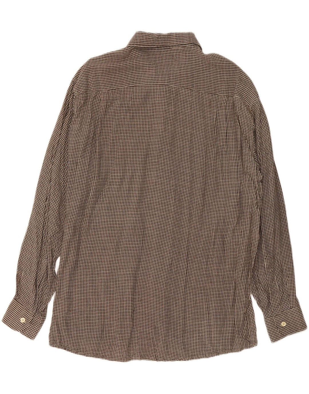 Camisa masculina VINTAGE grande viscose xadrez marrom