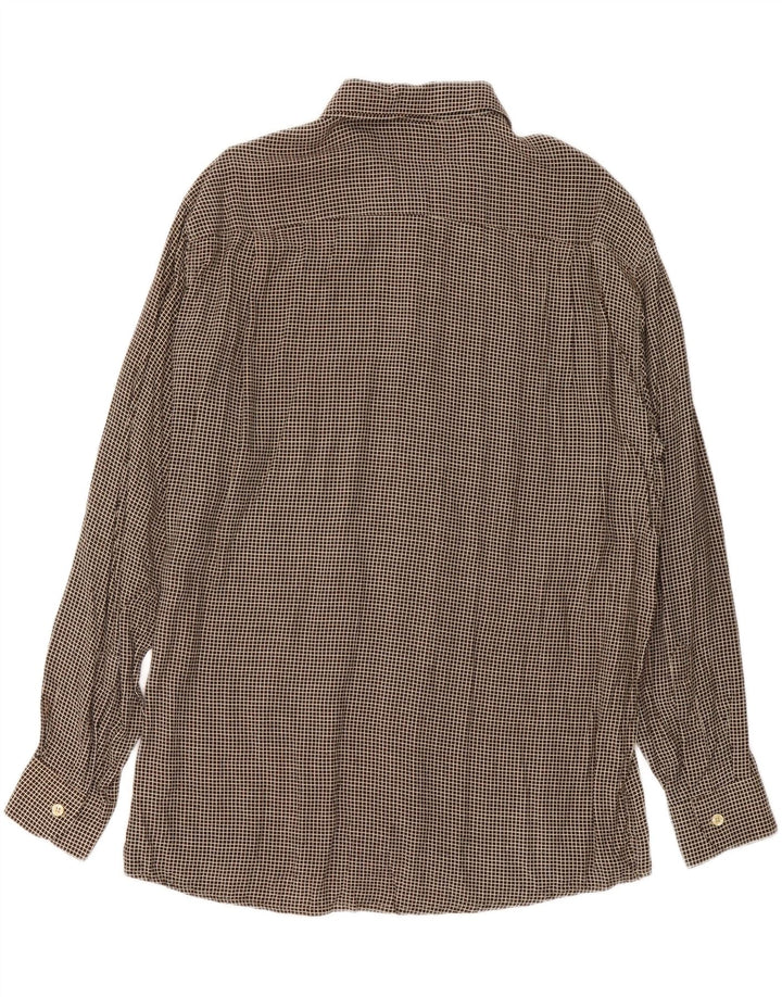 Camisa masculina VINTAGE grande viscose xadrez marrom