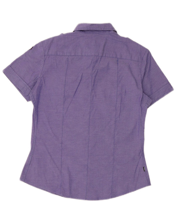 Camisa militar feminina Blauer de manga curta UK 18 XL algodão roxo