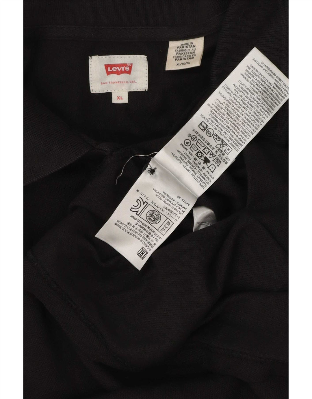 Camisa polo masculina Levi's XL preta de algodão