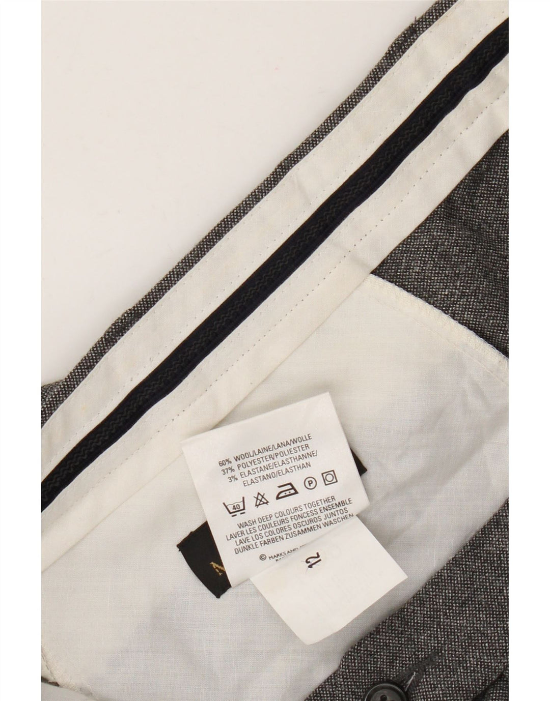 Calça masculina Marks & Spencer St. Michael Straight Suit W40 L29 Lã Cinza