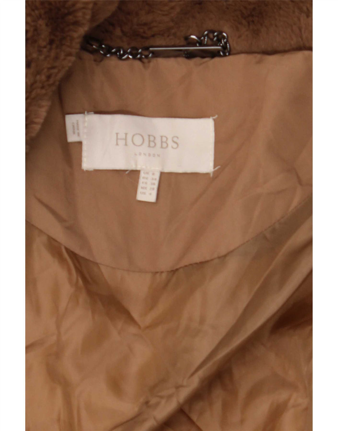 Hobbs Casaco acolchoado feminino Reino Unido 8 Pequeno bloco colorido marrom poliéster