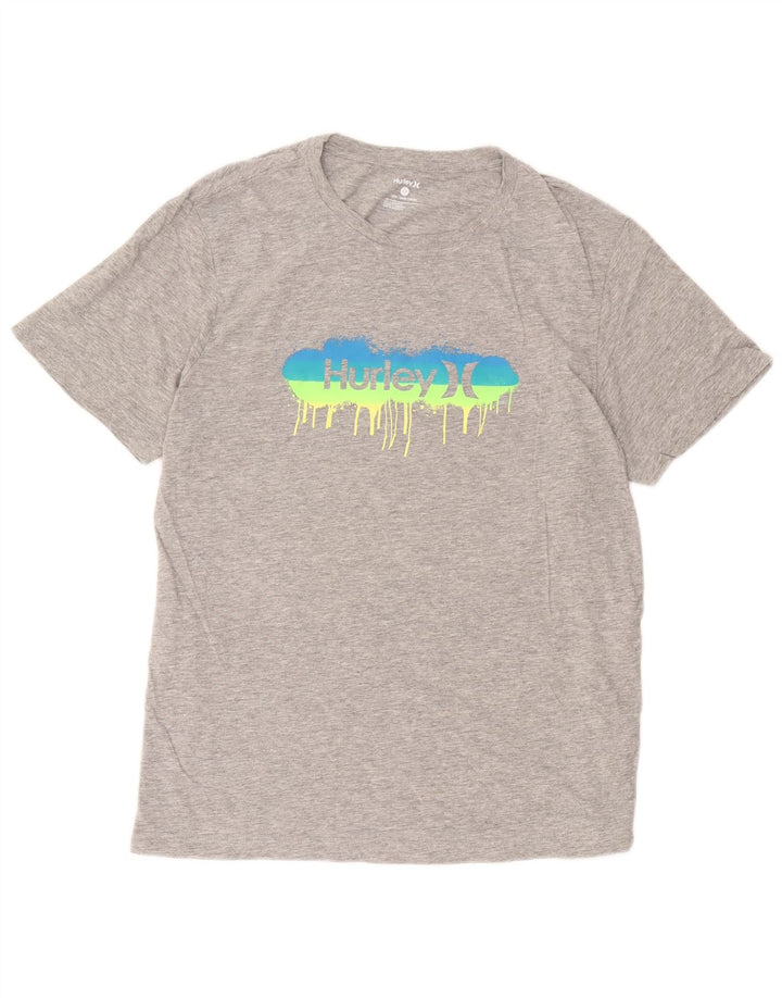 Hurley Camiseta masculina gráfica grande algodão cinza