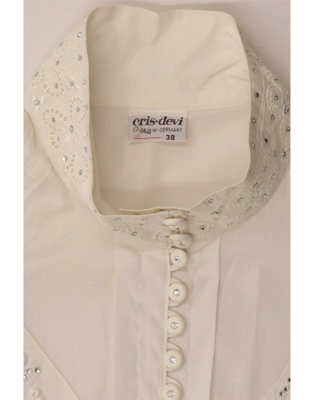 Cris Devi Blusa feminina camisa UE 38 floral branco médio
