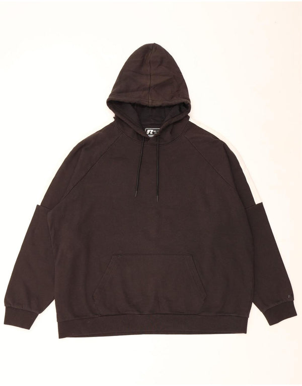 Russell Athletic Mens moletom com capuz 2XL algodão colorblock preto