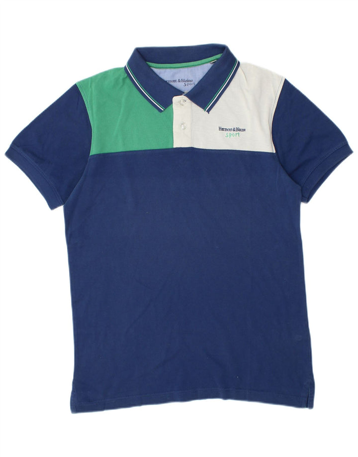Camisa polo masculina HARMONT & BLAINE com corte estreito e algodão azul pequeno