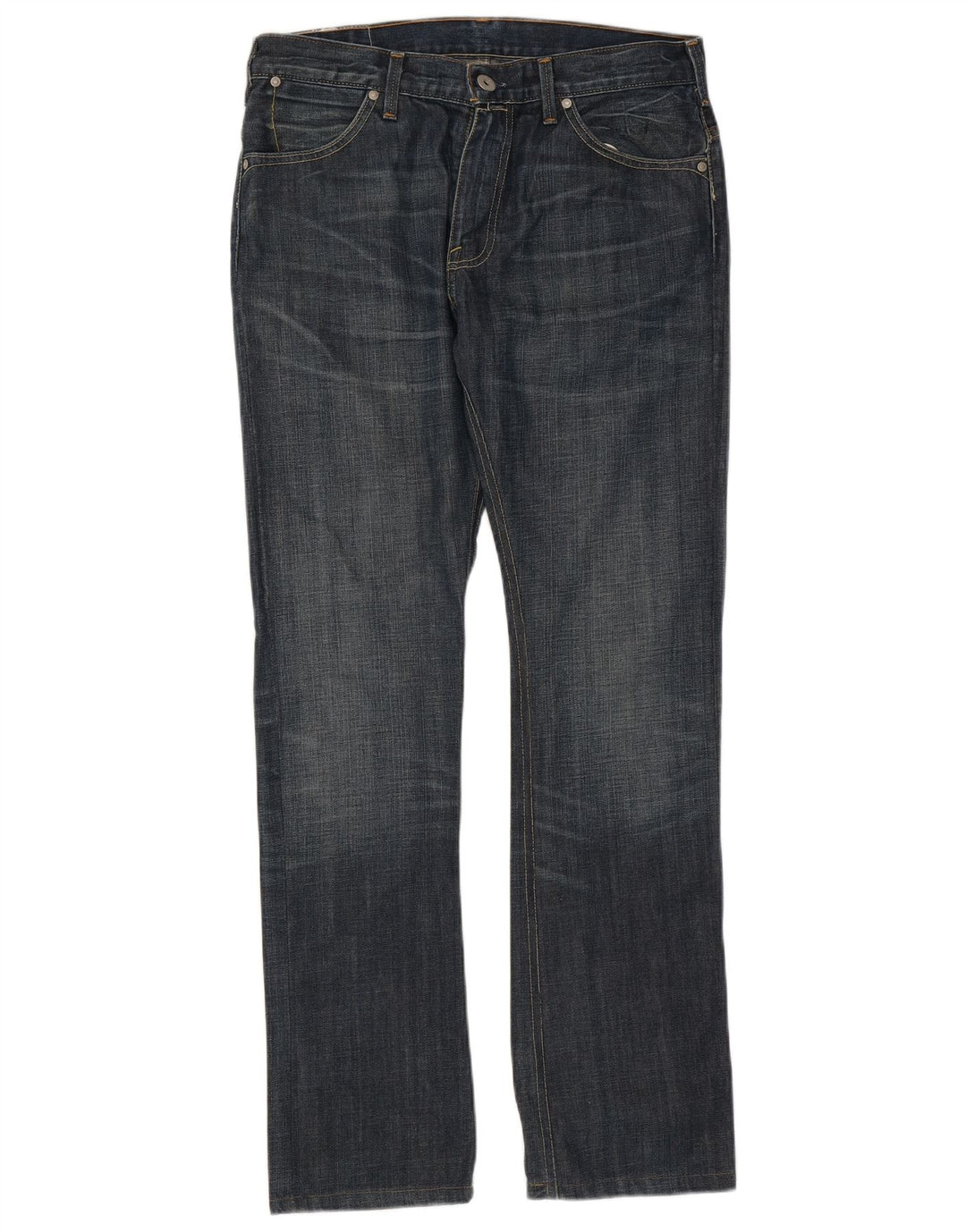 Jeans retos masculinos Levi's W33 L34 algodão azul marinho