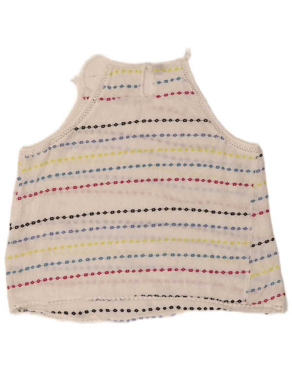Superdry Womens Crop Halter Top UK 10 Small White Striped Viscose