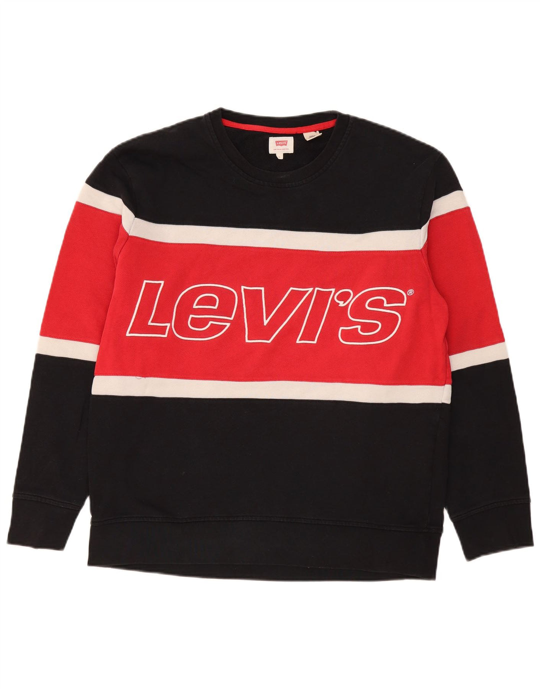 Moletom gráfico masculino Levi's Jumper grande algodão colorblock preto
