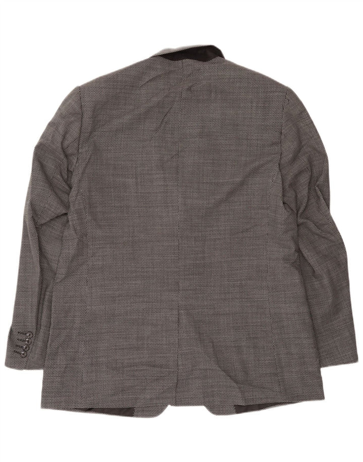 Jaqueta blazer masculina de 2 botões Marks & Spencer Reino Unido 44 XL lã xadrez preta