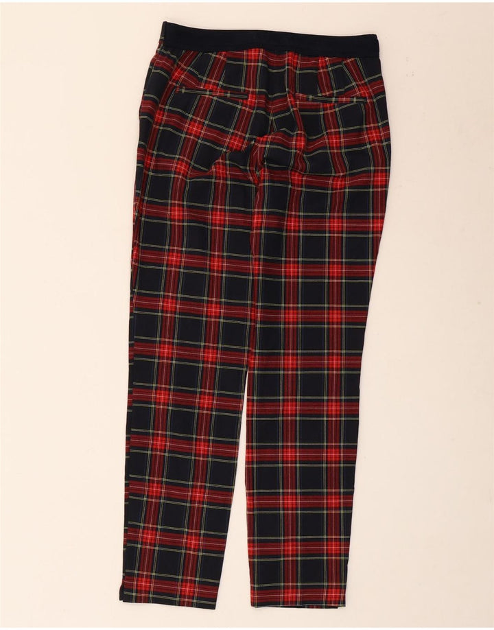 Calça chino reta feminina ZARA médio W28 L27 poliéster xadrez preto