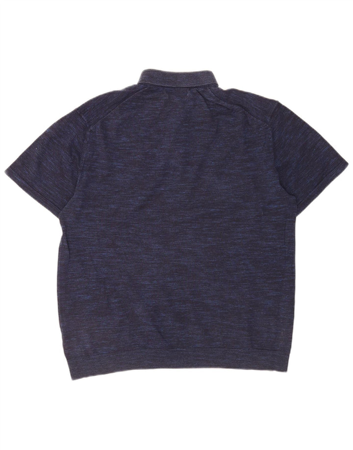 Camisa pólo masculina de manga curta Marks & Spencer grande azul marinho manchado