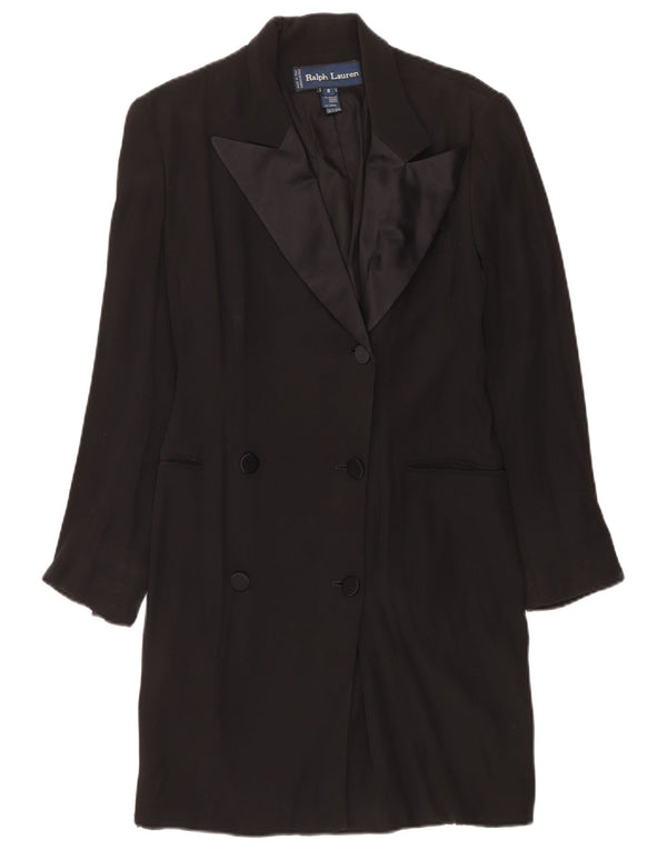Casaco feminino Ralph Lauren com peito duplo EUA 8 acetato preto médio