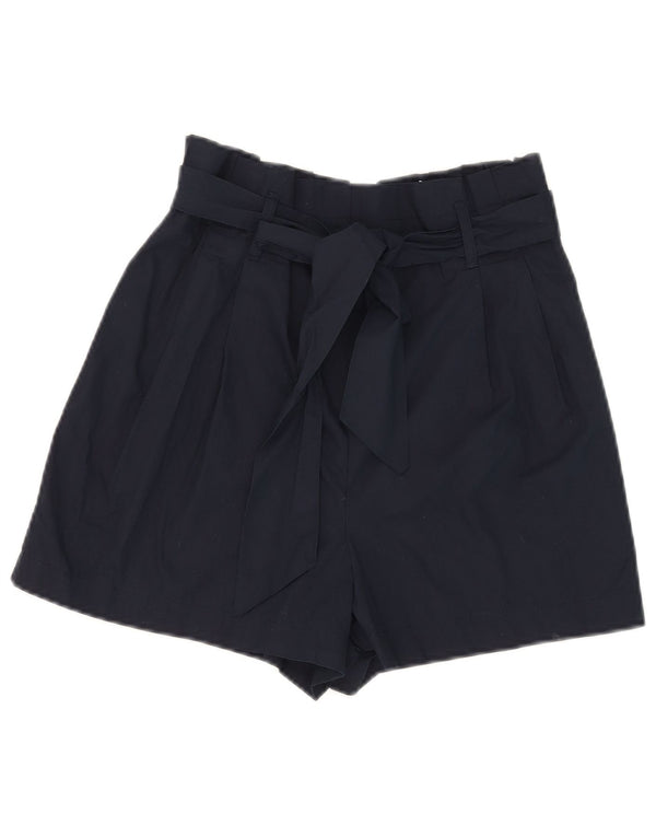 Zara Shorts feminino de cintura alta pequeno W26 algodão azul marinho