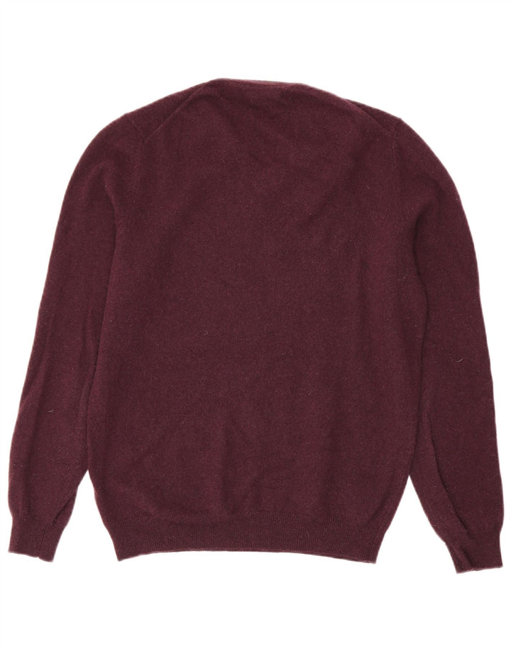 Suéter masculino Massimo Dutti com decote em V médio Borgonha