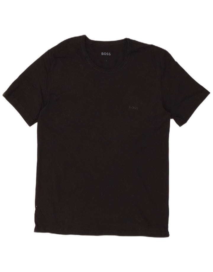 Camiseta masculina HUGO BOSS Top grande de algodão preto