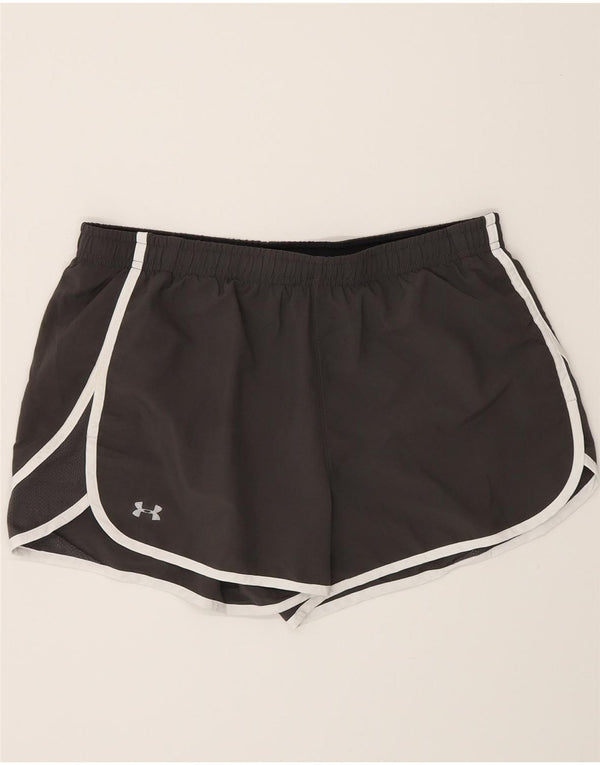 Shorts esportivos femininos Under Armour Heat Gear UK 14 poliéster cinza médio
