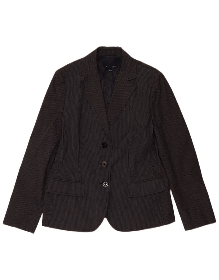 Jaqueta blazer feminina de 3 botões LES COPAINS IT 46 grande listra azul marinho