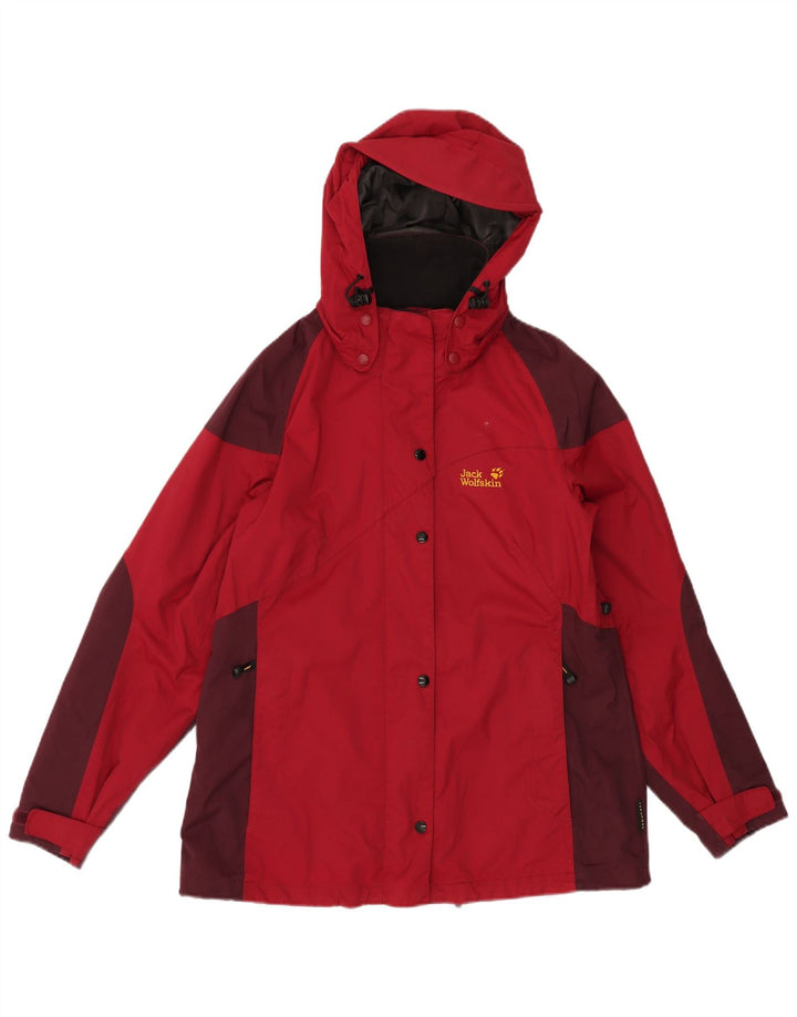 Jaqueta corta-vento feminina JACK WOLFSKIN UK 12/14 médio vermelho colorblock