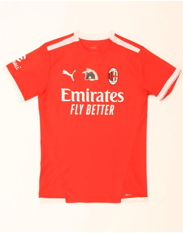 Puma Camiseta Masculina AC Milan Graphic Top Pequeno Poliéster Colorblock Vermelho