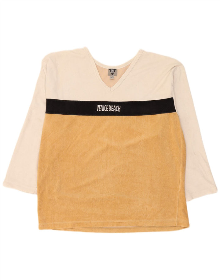 Top gráfico masculino Venice Beach manga comprida XL amarelo colorblock