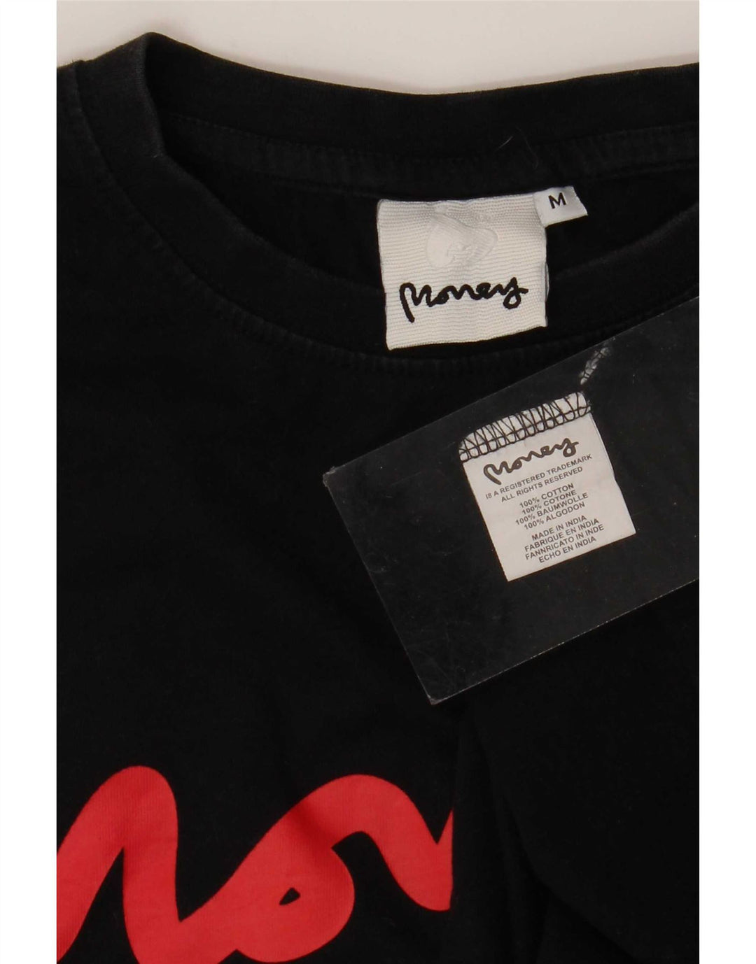 Camiseta gráfica masculina Money Top médio algodão preto