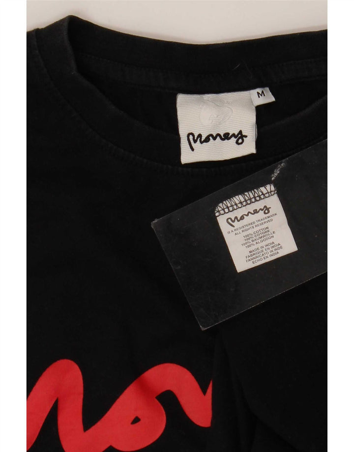 Camiseta gráfica masculina Money Top médio algodão preto