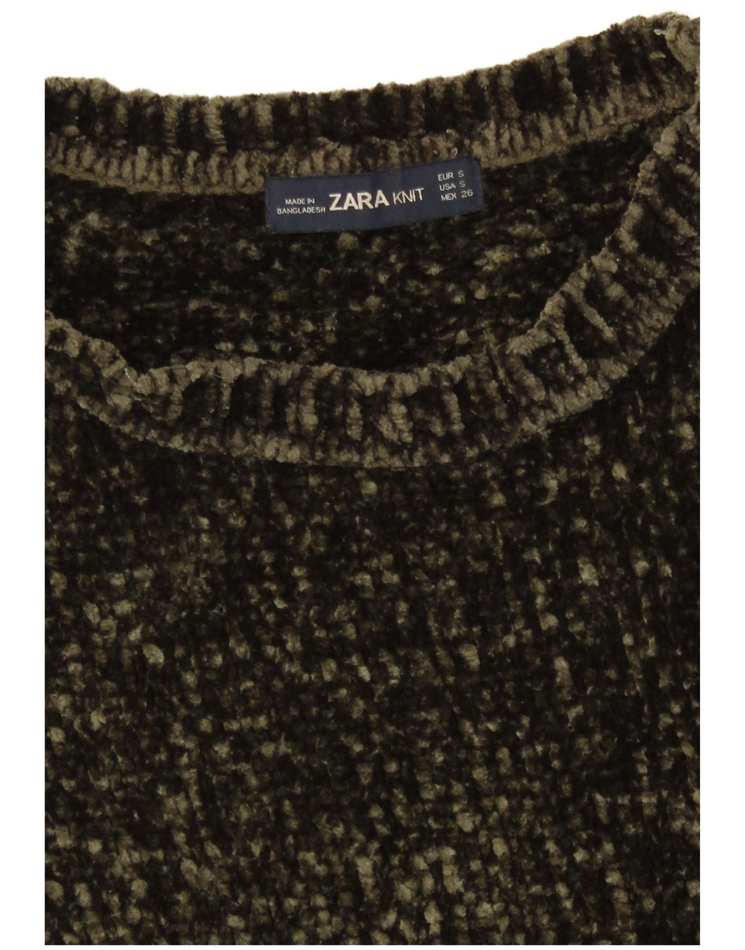 Zara Suéter feminino oversized com gola canoa Reino Unido 10 pequeno poliéster cáqui