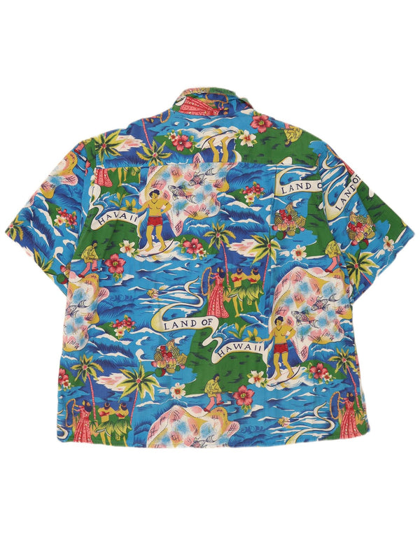 Camisa masculina vintage de manga curta tamanho 45/46 XL algodão multicolorido