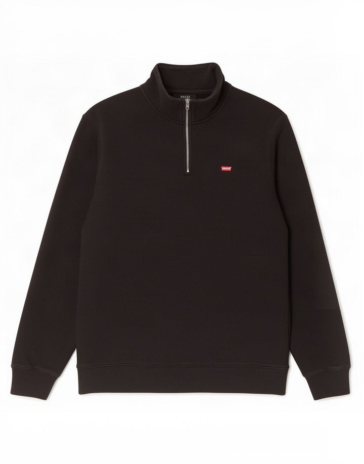 Moletom masculino Levi's com zíper padrão e gola grande de algodão preto