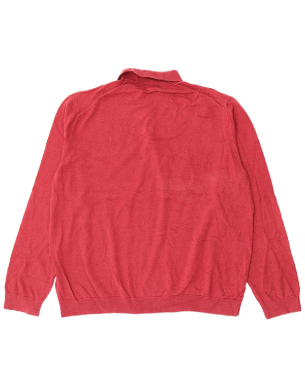 Suéter masculino Marks & Spencer com gola polo XL algodão vermelho