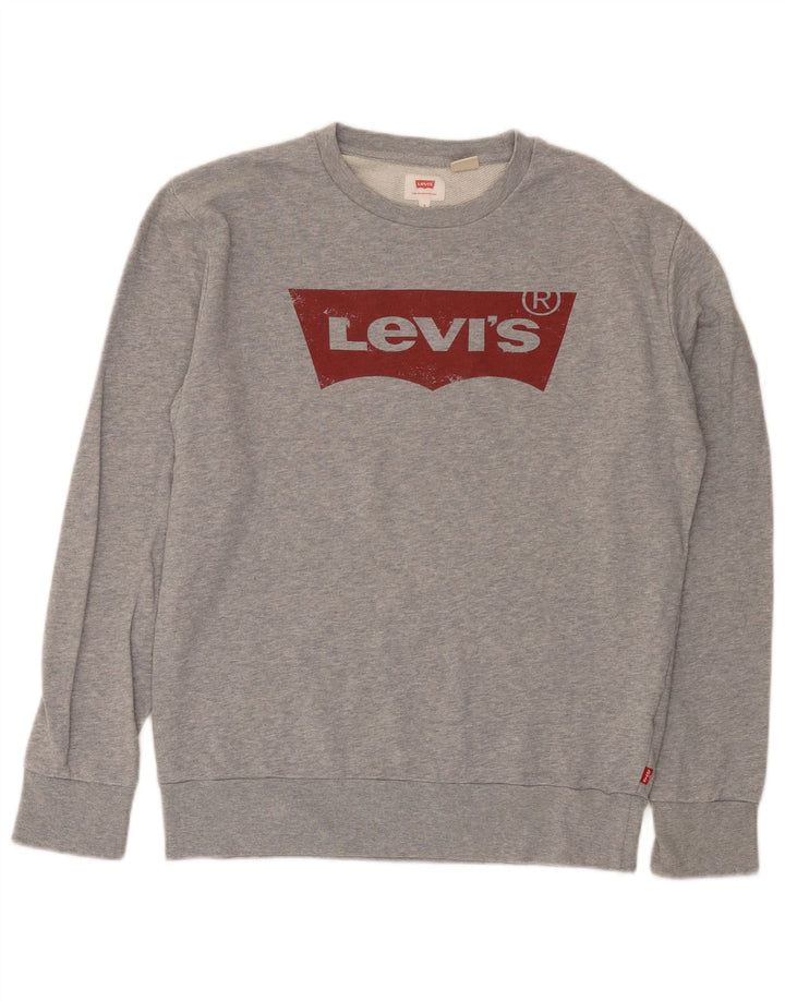 Levi's moletom gráfico masculino jumper pequeno algodão cinza