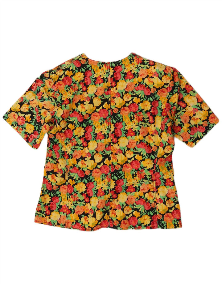 Jaqueta blazer feminina VINTAGE com 3 botões IT 46 grande floral multicolorida