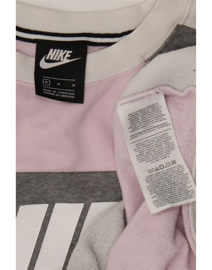 Nike feminino gráfico moletom jumper UK 14 médio rosa colorblock