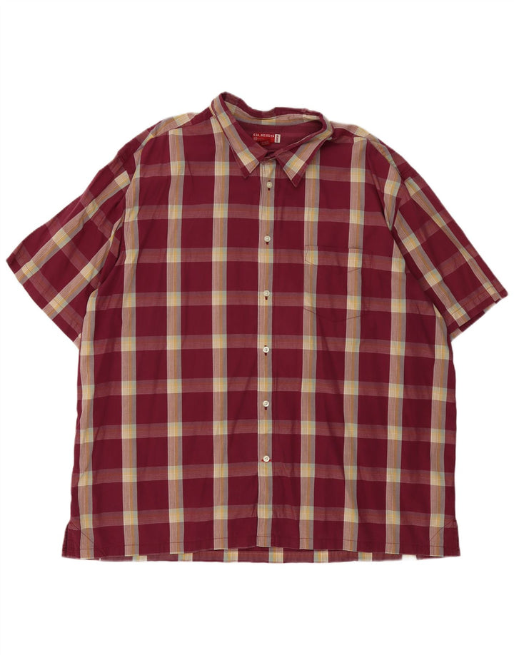 Guess Camisa masculina de manga curta 2XL Borgonha xadrez