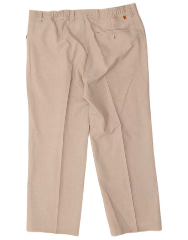 Calça casual reta masculina Farah W38 L26 poliéster bege