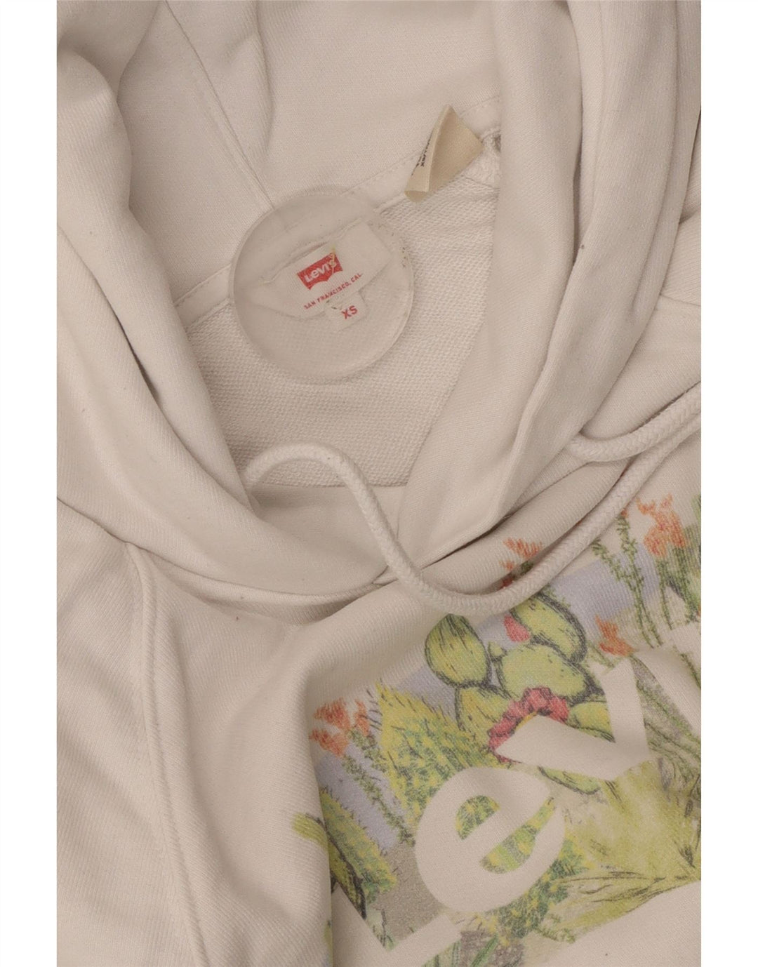 Suéter feminino Levi's com capuz grande gráfico UK 6 XS branco