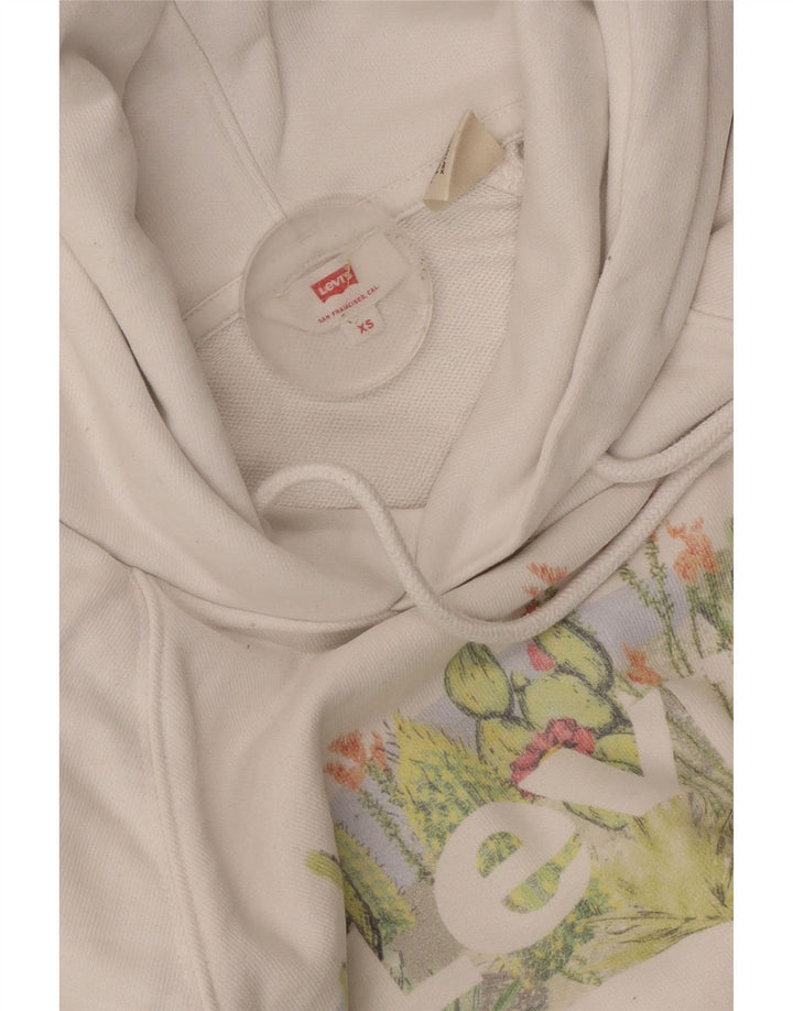 Suéter feminino Levi's com capuz grande gráfico UK 6 XS branco