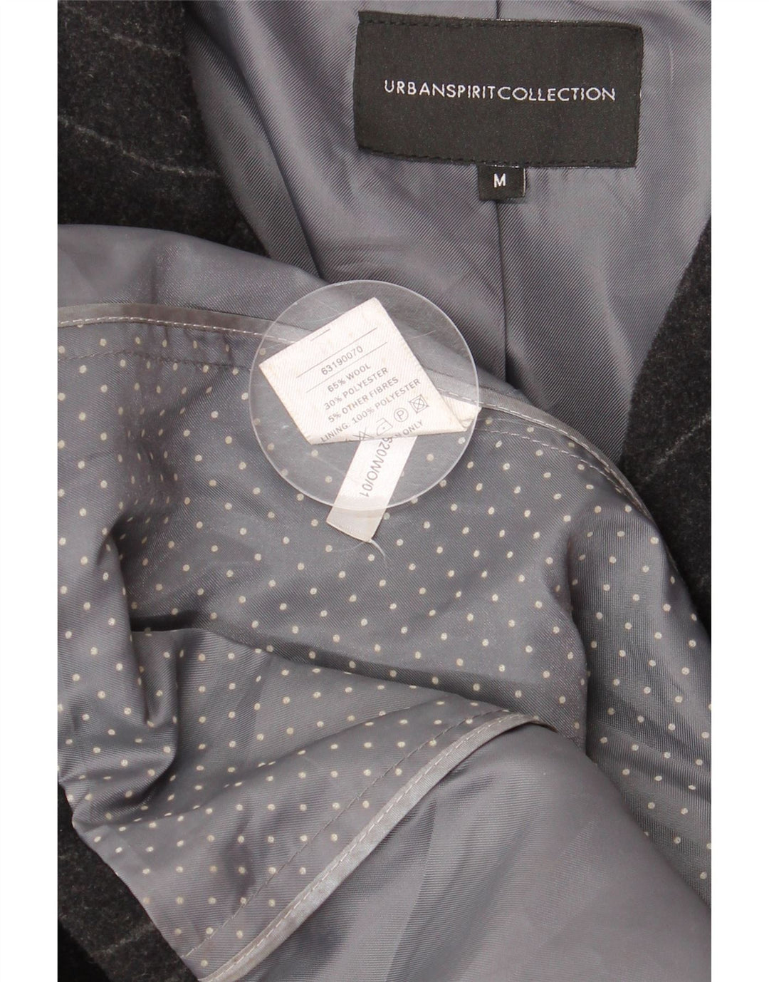 Sobretudo masculino URBAN SPIRIT UK 38 lã listrada preta média