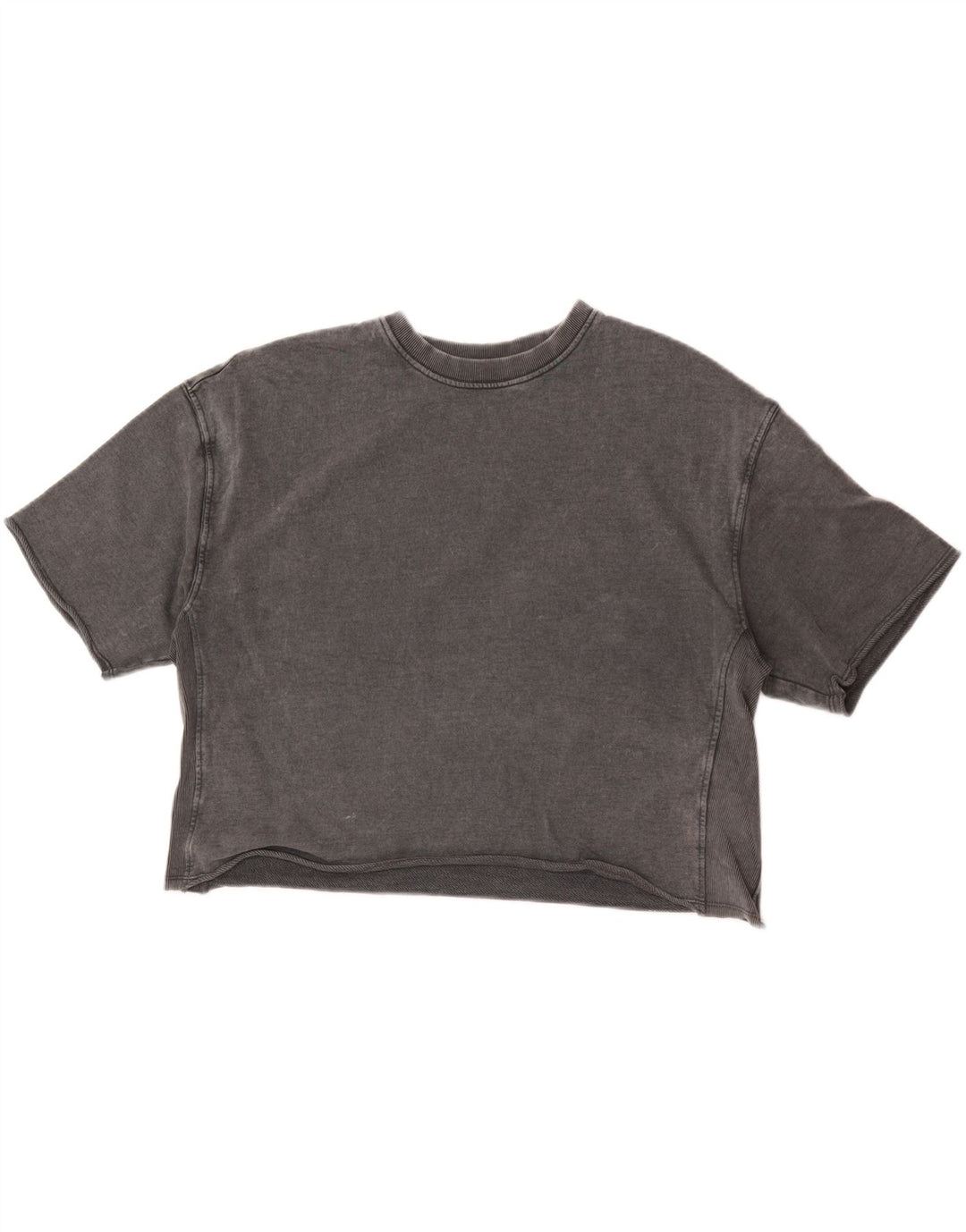 Camiseta feminina Zara Crop Top UK 14 algodão cinza médio