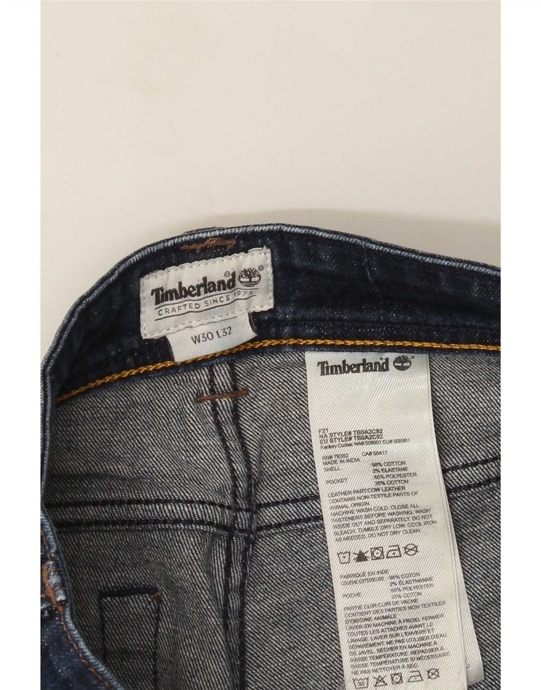 Timberland Jeans Slim Feminino W30 L32 Azul Marinho Algodão