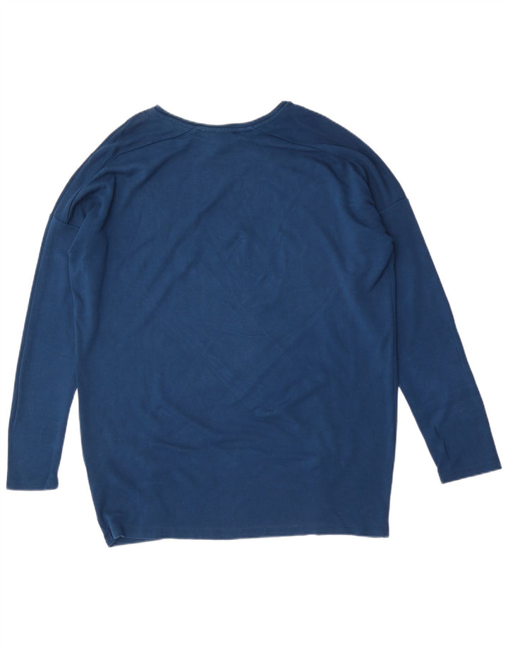 Topshop feminino oversized manga comprida Reino Unido 12 viscose azul médio