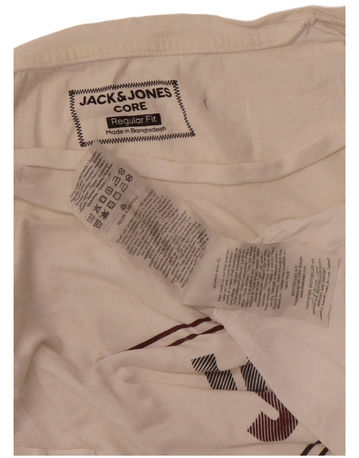 Camiseta masculina Jack & Jones Regular Fit gráfica top médio off white algodão
