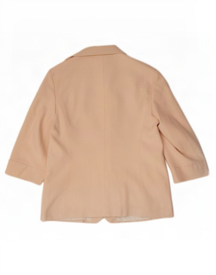 Jaqueta blazer feminina Marks & Spencer manga 3/4 com 1 botão Reino Unido 16 grande rosa