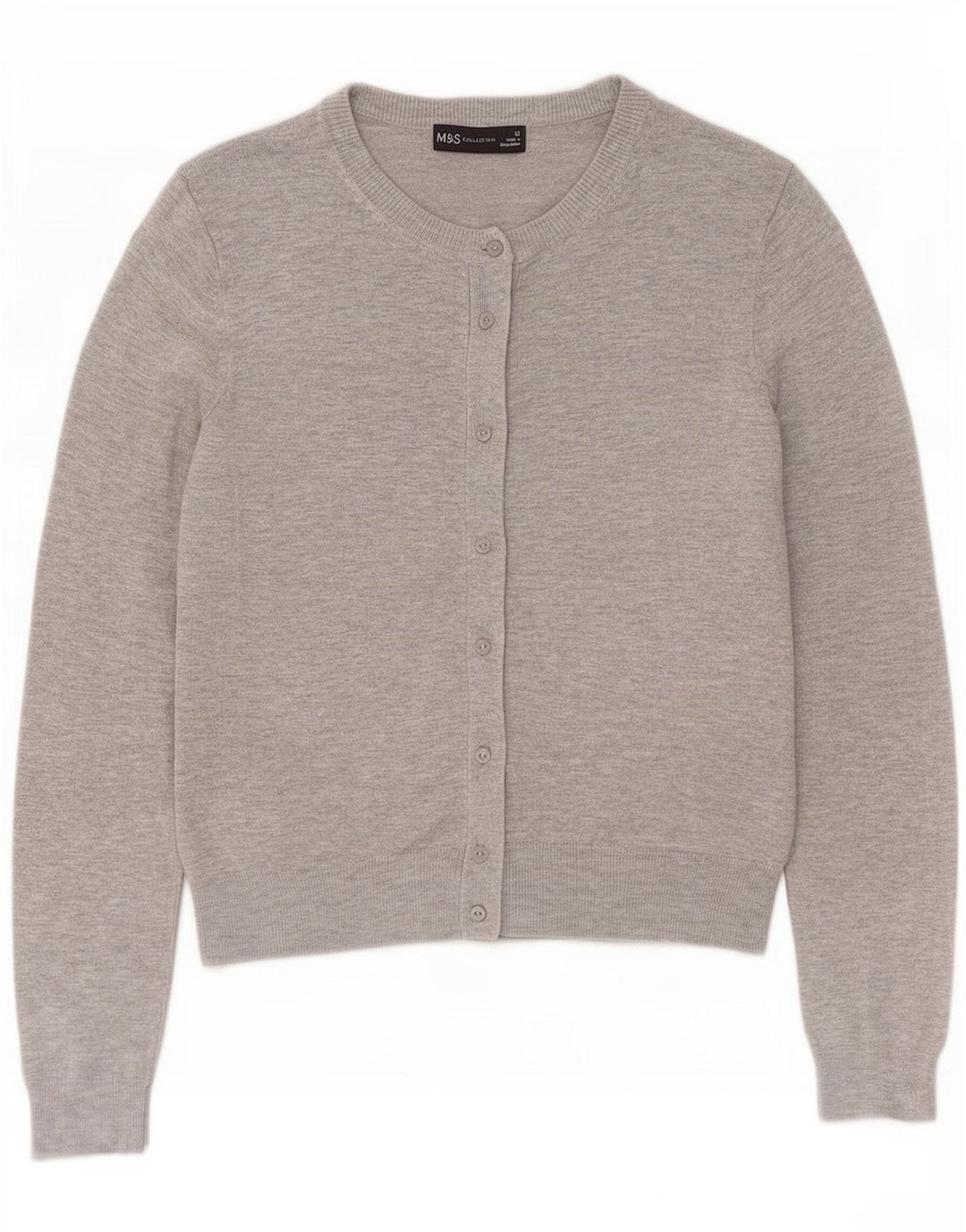 Suéter cardigã feminino Marks & Spencer Reino Unido 12 viscose cinza médio