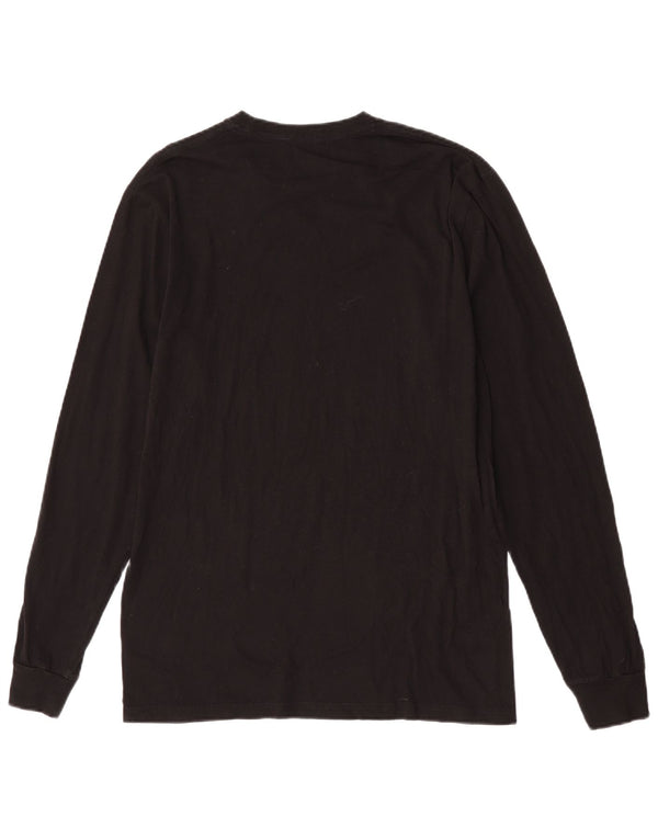 Camiseta masculina Quiksilver Regular Fit gráfica de manga comprida de algodão preto médio