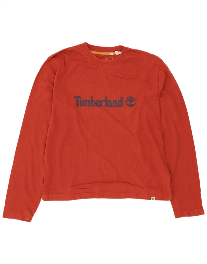 Timberland Mens Graphic Top Manga Longa Médio Algodão Vermelho