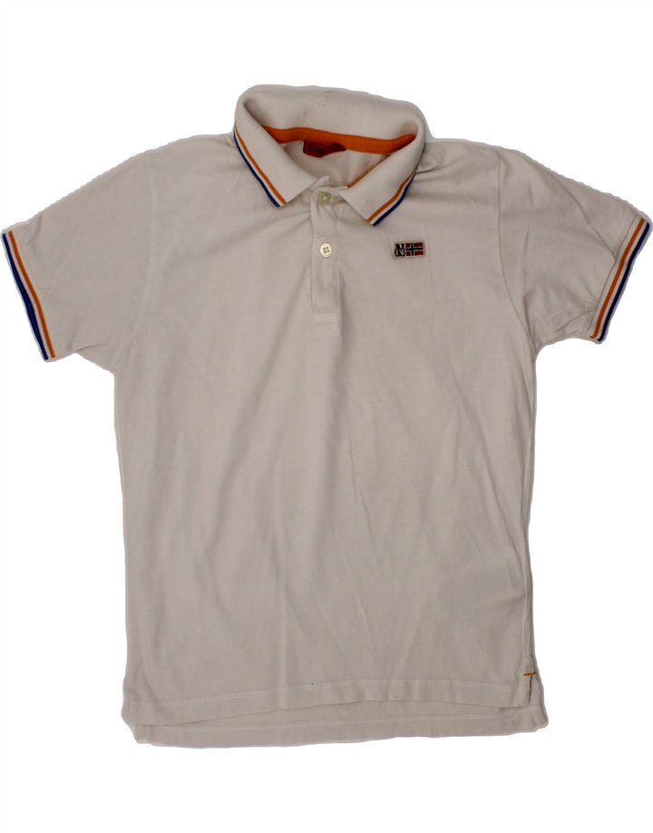 NAPAPIJRI Boys Polo Shirt 7-8 Years White Cotton Vintage Napapijri and Second-Hand Napapijri from Messina Hembry 